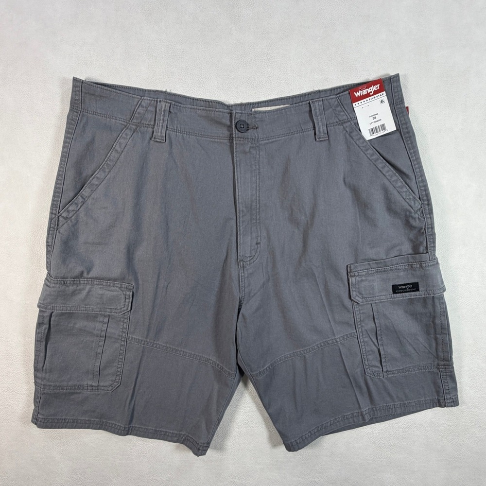Wrangler Five Star Heritage Mens 40 Gray Relaxed Fit Cargo Shorts 10 Inseam NWT